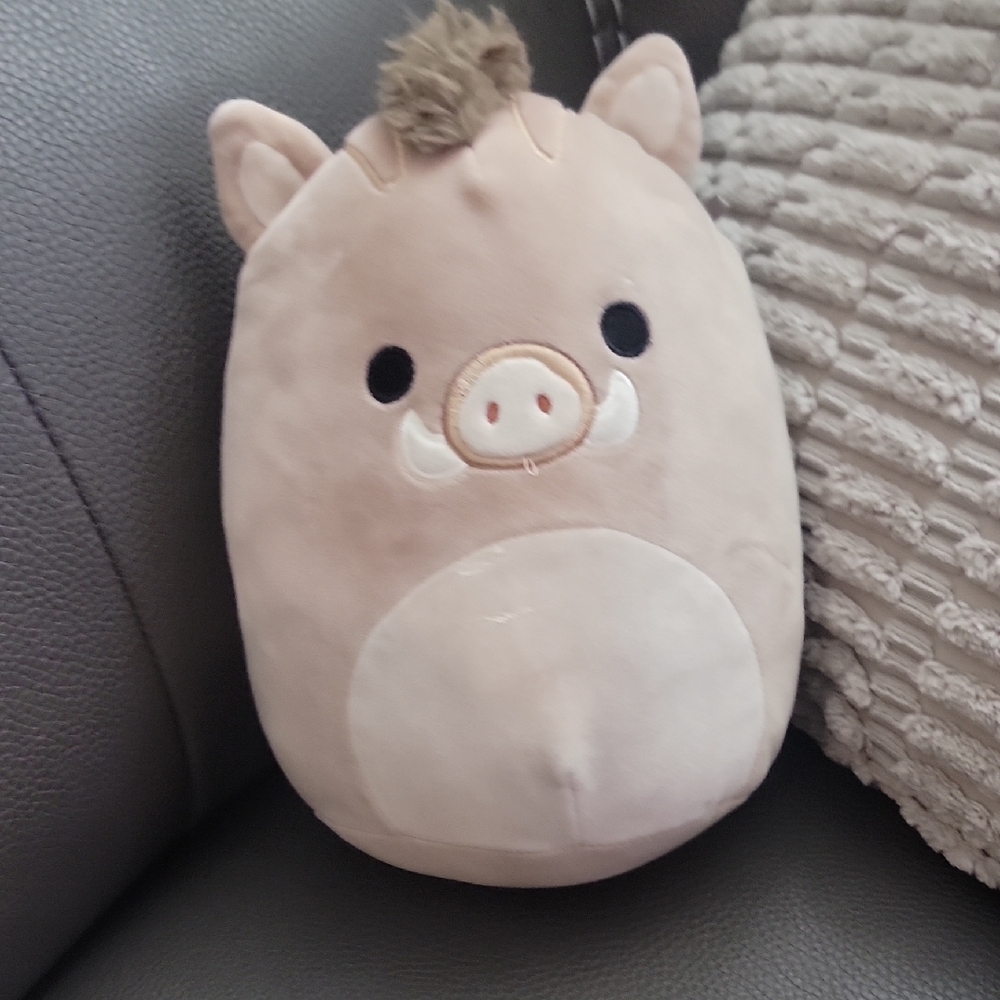 Warren Plush Boar Stuffed Toy - Soft Beige Kids Pillow